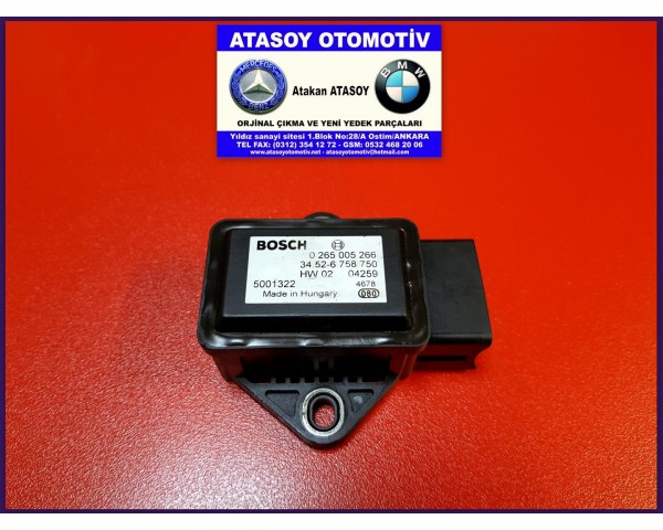 BMW E60 İVME SENSÖRÜ 34526758750 - 34526774039 - 0265005266 - 1275100422 BMW 6758750 BMW 6774039 BMW 34.52-6 758 750 - 34.52-6 774 039 - 0 265 005 266 BMW E60 DÖNÜŞ ORANI SEZİCİSİ